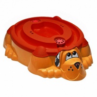 песочница-бассейн palplay собачка с крышкой 432 оранжевый с красной крышкой
