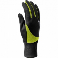 перчатки для бега nike men's element thermal run gloves 2.0 black/volt